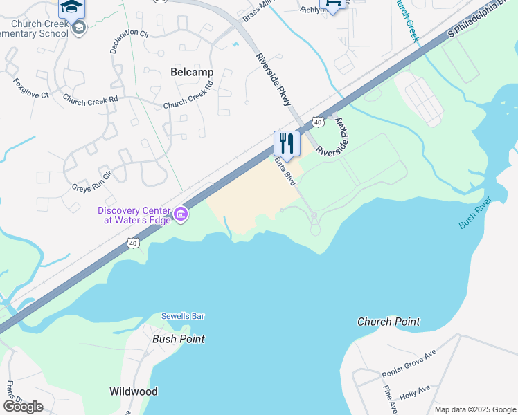 map of restaurants, bars, coffee shops, grocery stores, and more near Millennium Drive in Harford County