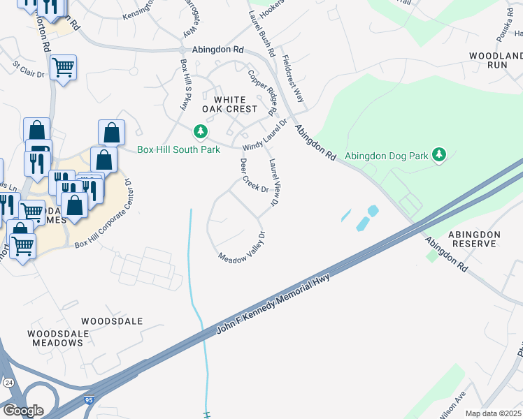map of restaurants, bars, coffee shops, grocery stores, and more near 3132 Laurel View Drive in Abingdon