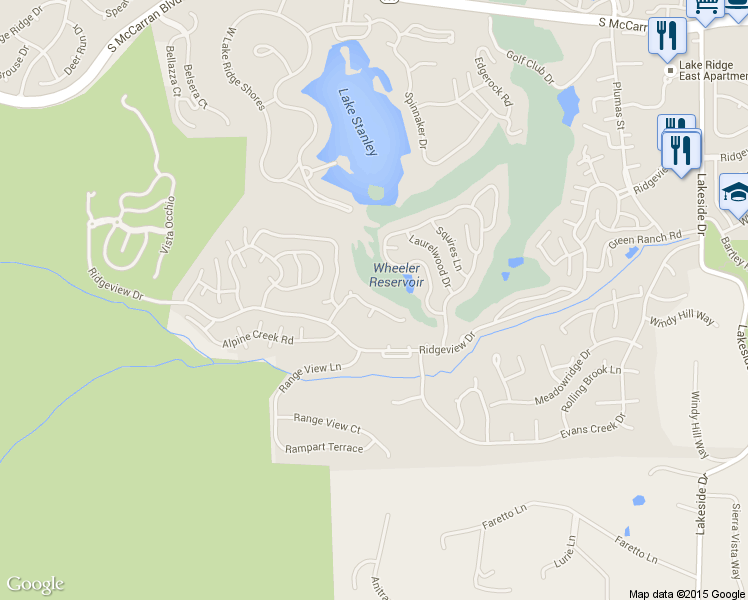 map of restaurants, bars, coffee shops, grocery stores, and more near 2493 Granite Springs Road in Reno