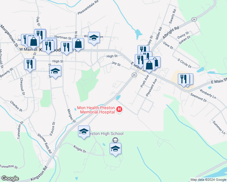 map of restaurants, bars, coffee shops, grocery stores, and more near 120 JT Brammer Ln in Kingwood