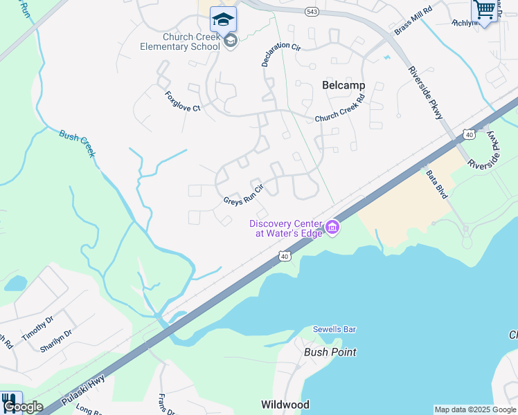 map of restaurants, bars, coffee shops, grocery stores, and more near 1218 Ashmead Square in Belcamp
