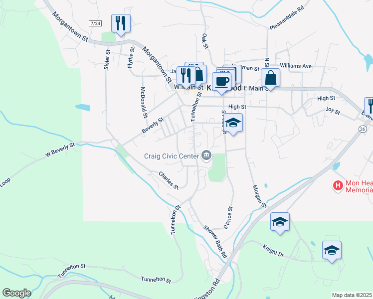 map of restaurants, bars, coffee shops, grocery stores, and more near 318 Tunnelton St in Kingwood