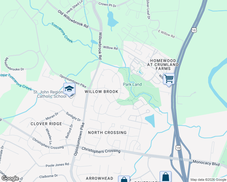 map of restaurants, bars, coffee shops, grocery stores, and more near 406 McClellan Drive in Frederick