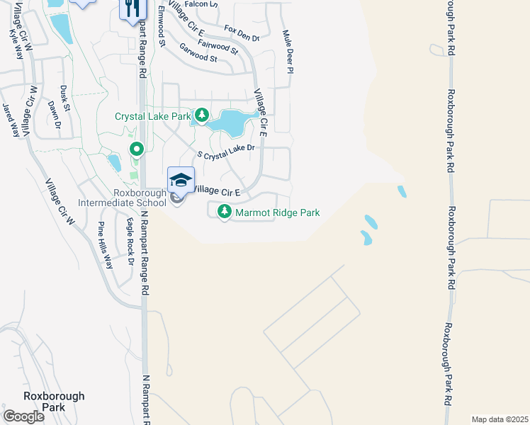 map of restaurants, bars, coffee shops, grocery stores, and more near 9592 Racoon Pl in Littleton