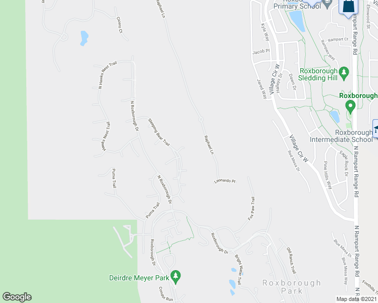 map of restaurants, bars, coffee shops, grocery stores, and more near 10760 Cougar Run in Littleton
