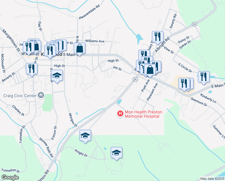 map of restaurants, bars, coffee shops, grocery stores, and more near 120 JT Brammer Ln in Kingwood