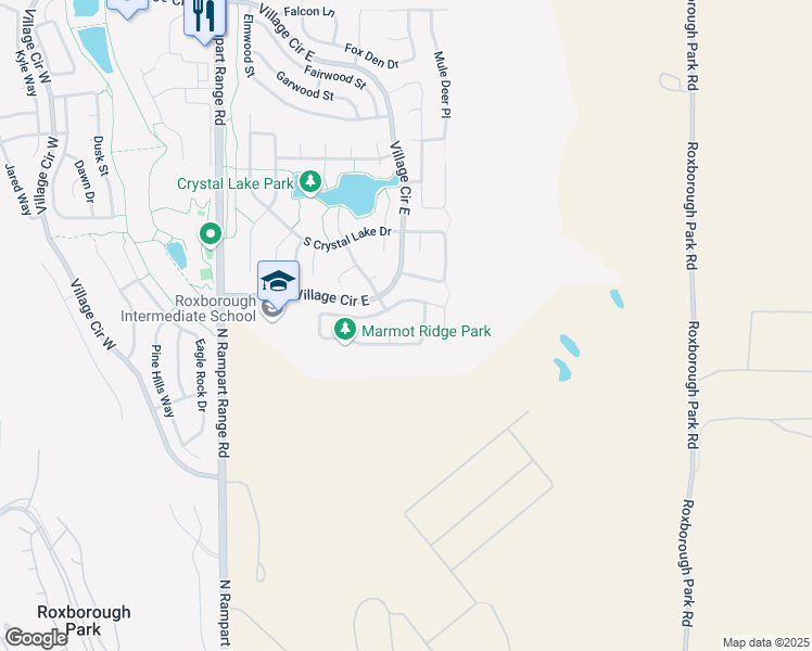 map of restaurants, bars, coffee shops, grocery stores, and more near 9592 Racoon Place in Littleton