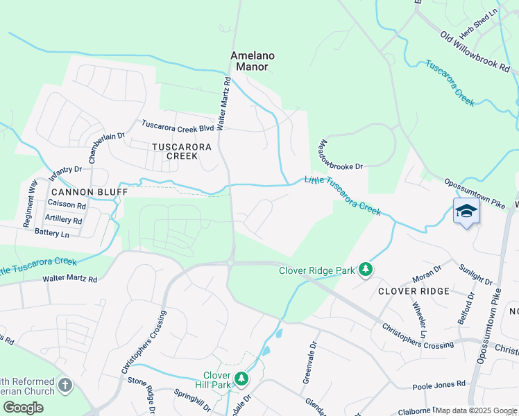 map of restaurants, bars, coffee shops, grocery stores, and more near 2026 Spring Run Circle in Frederick