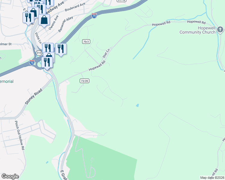 map of restaurants, bars, coffee shops, grocery stores, and more near 605 RR 9 in Fairmont