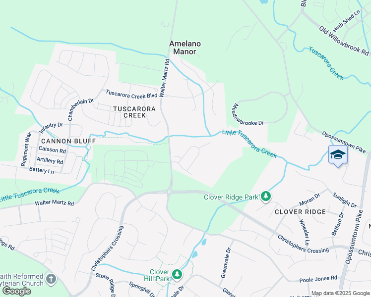 map of restaurants, bars, coffee shops, grocery stores, and more near 2029 Spring Run Circle in Frederick