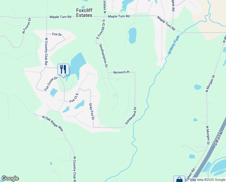 map of restaurants, bars, coffee shops, grocery stores, and more near 2820 Southampton Drive in Martinsville