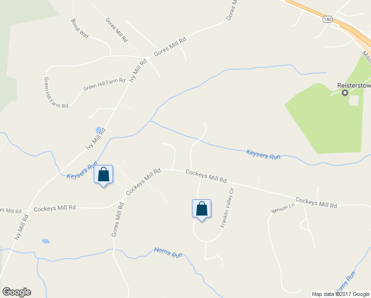 map of restaurants, bars, coffee shops, grocery stores, and more near 638 Cockeys Mill Road in Reisterstown
