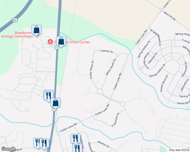 map of restaurants, bars, coffee shops, grocery stores, and more near 16 Hogan Circle in Middletown