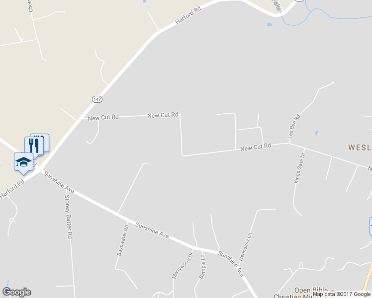 map of restaurants, bars, coffee shops, grocery stores, and more near 7030 New Cut Road in Kingsville