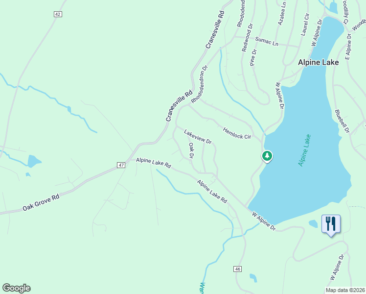 map of restaurants, bars, coffee shops, grocery stores, and more near 428 Rhododendron Drive in Terra Alta