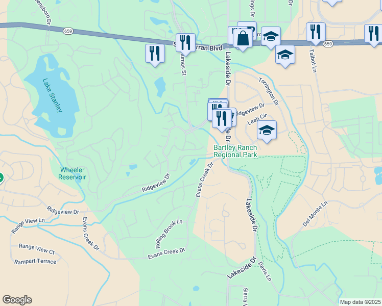 map of restaurants, bars, coffee shops, grocery stores, and more near 1430 Copper Point Circle in Reno