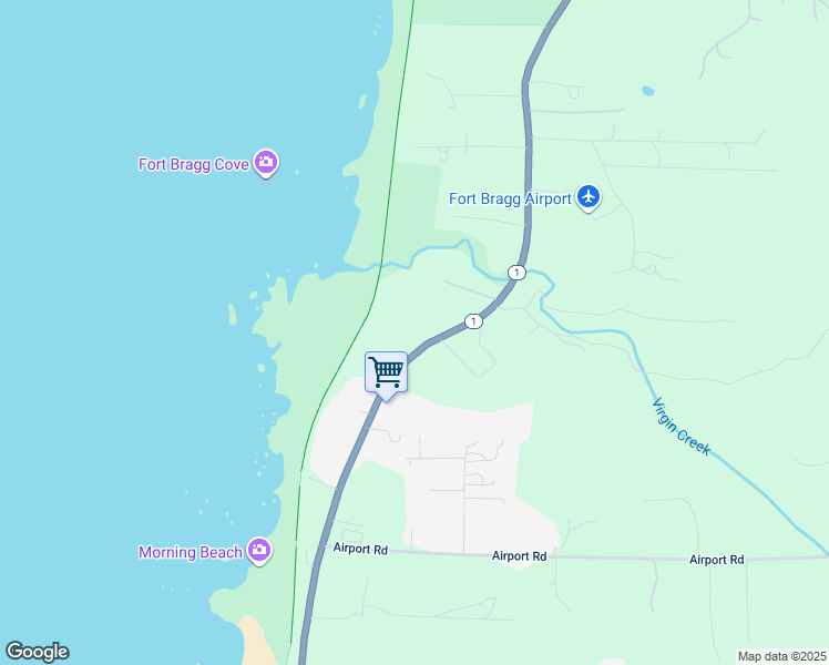 map of restaurants, bars, coffee shops, grocery stores, and more near 22500 N Hwy 1 in Fort Bragg