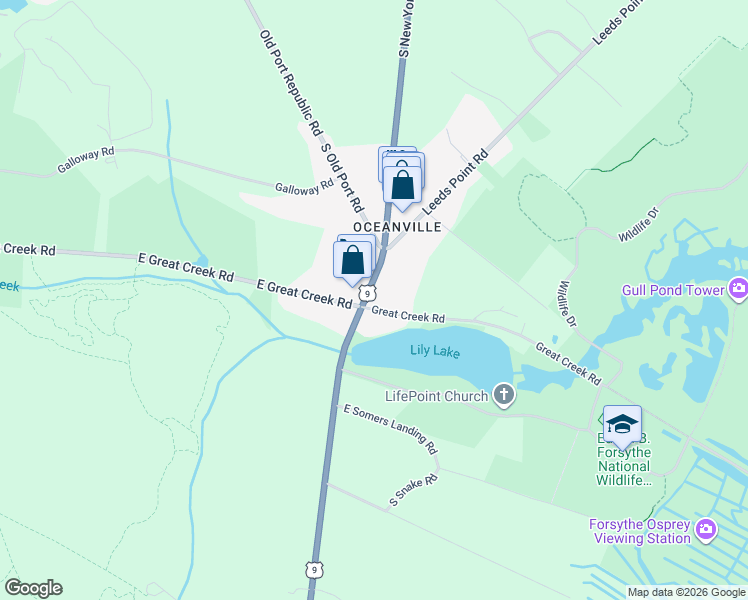 map of restaurants, bars, coffee shops, grocery stores, and more near 194 South New York Road in Absecon