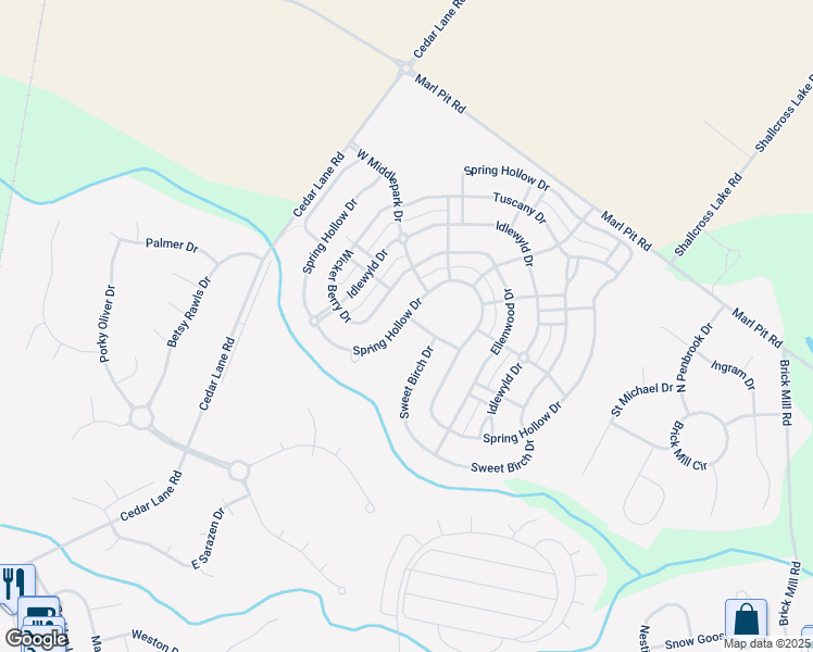 map of restaurants, bars, coffee shops, grocery stores, and more near 448 Spring Hollow Drive in Middletown