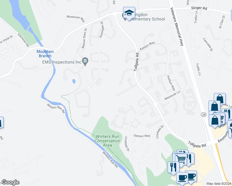 map of restaurants, bars, coffee shops, grocery stores, and more near 642 Nanticoke Ct in Bel Air South