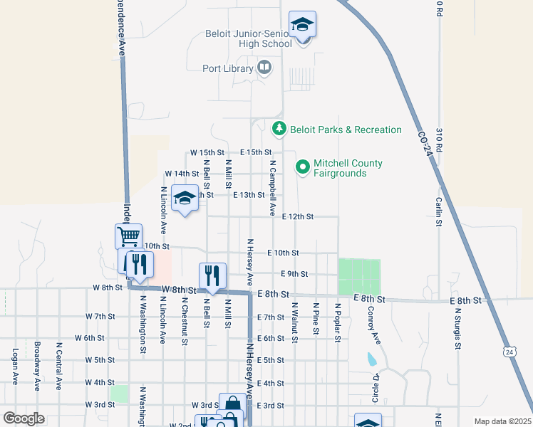 map of restaurants, bars, coffee shops, grocery stores, and more near in Beloit