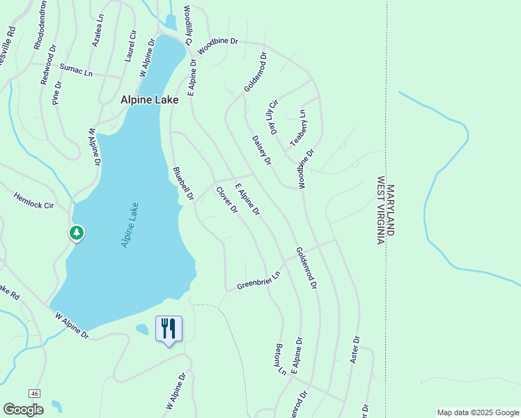 map of restaurants, bars, coffee shops, grocery stores, and more near 1824 East Alpine Drive in Terra Alta