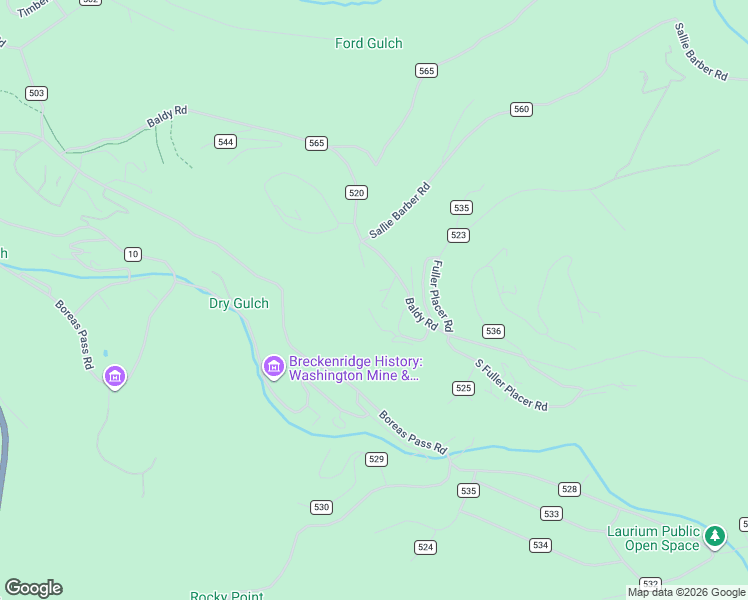 map of restaurants, bars, coffee shops, grocery stores, and more near 97 Mary's Ridge Lane in Breckenridge
