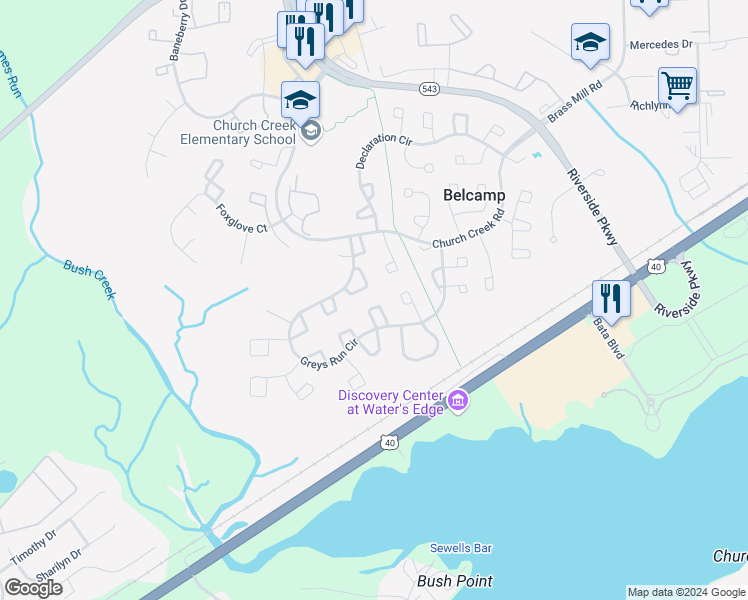 map of restaurants, bars, coffee shops, grocery stores, and more near 1235 Brice Square in Riverside