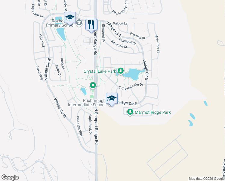 map of restaurants, bars, coffee shops, grocery stores, and more near 9780 South Crystal Lake Drive in Littleton
