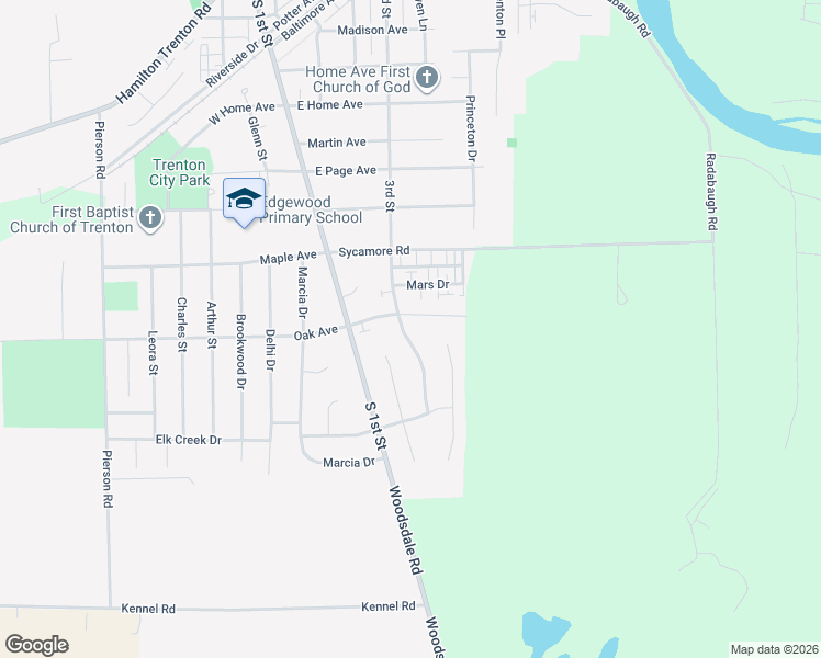 map of restaurants, bars, coffee shops, grocery stores, and more near 403 Mars Drive in Trenton