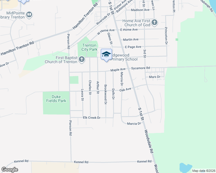 map of restaurants, bars, coffee shops, grocery stores, and more near 810 Brookwood Drive in Trenton