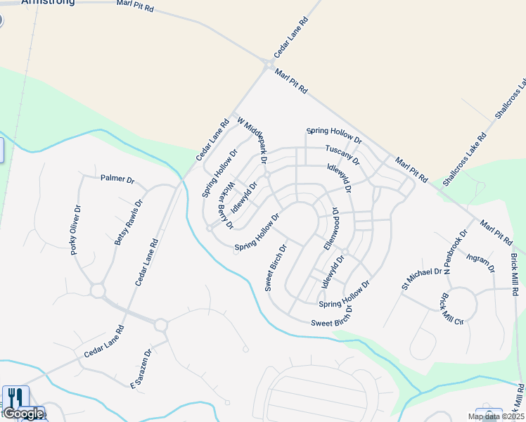 map of restaurants, bars, coffee shops, grocery stores, and more near 253 Wicker Berry Drive in Middletown