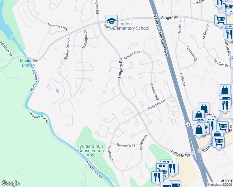 map of restaurants, bars, coffee shops, grocery stores, and more near 504 Nanticoke Court in Abingdon