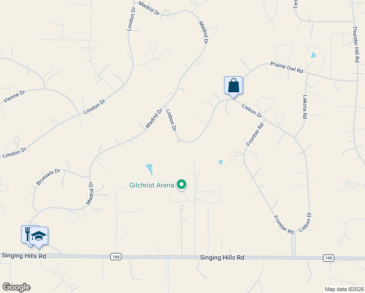 map of restaurants, bars, coffee shops, grocery stores, and more near 1238-1498 Lisbon Drive in Parker