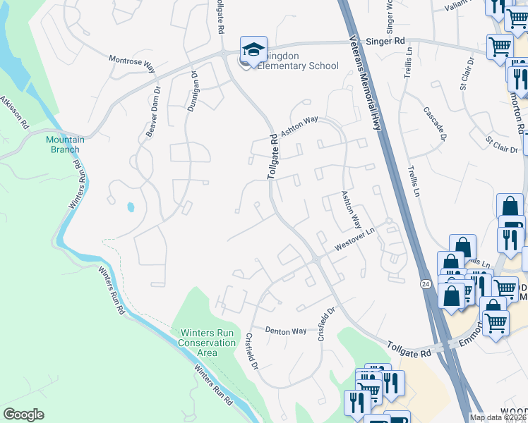 map of restaurants, bars, coffee shops, grocery stores, and more near 508 Nanticoke Court in Abingdon