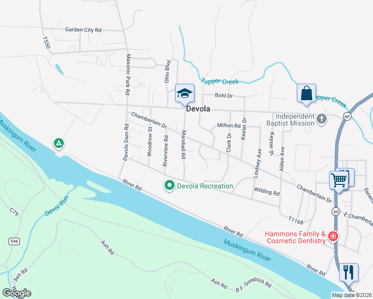 map of restaurants, bars, coffee shops, grocery stores, and more near 104 Marshall Road in Marietta
