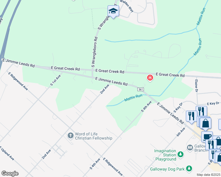 map of restaurants, bars, coffee shops, grocery stores, and more near 404 South 2nd Avenue in Galloway