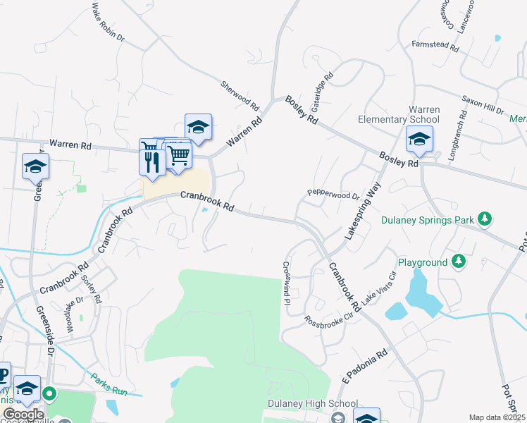 map of restaurants, bars, coffee shops, grocery stores, and more near 700 Stoney Mill Court in Cockeysville