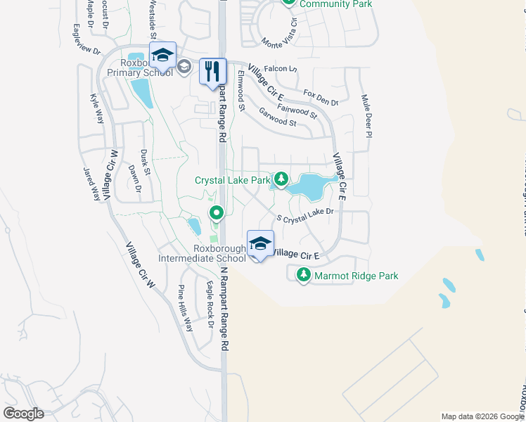 map of restaurants, bars, coffee shops, grocery stores, and more near 9780 South Crystal Lake Drive in Littleton