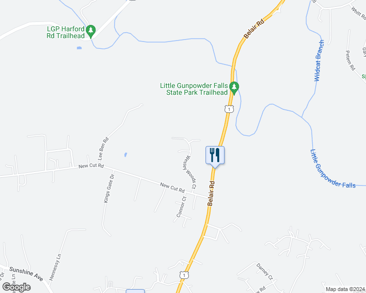 map of restaurants, bars, coffee shops, grocery stores, and more near 10 Wesley Woods Court in Kingsville