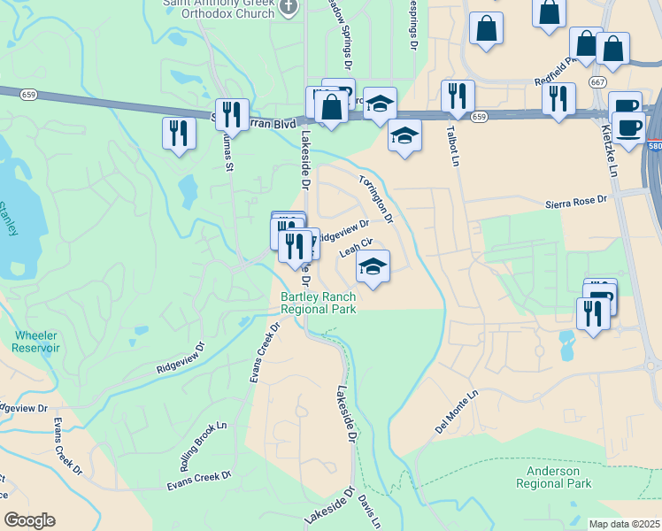 map of restaurants, bars, coffee shops, grocery stores, and more near 987 Leah Circle in Reno