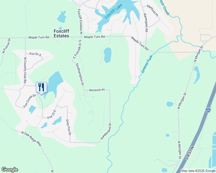 map of restaurants, bars, coffee shops, grocery stores, and more near 2200 Norwich Place in Martinsville
