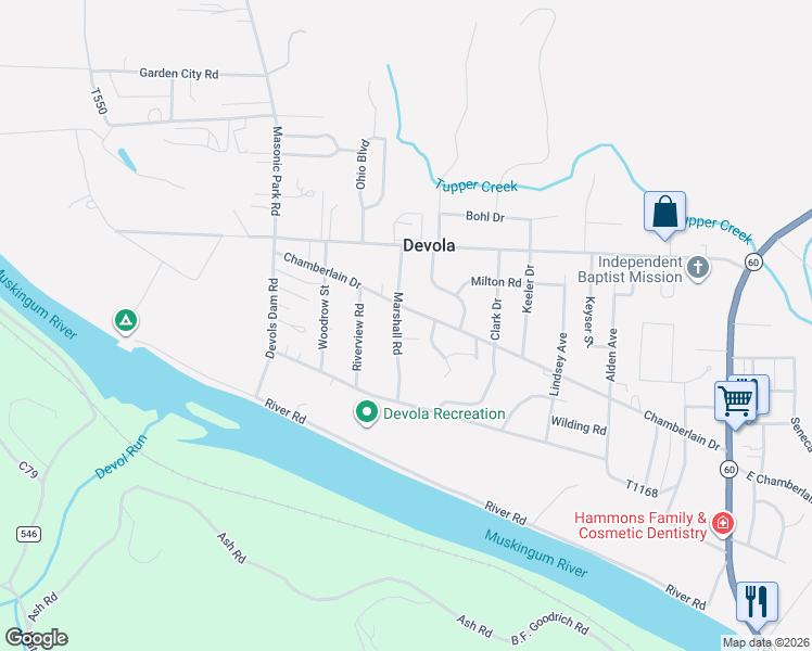 map of restaurants, bars, coffee shops, grocery stores, and more near 102 Marshall Road in Marietta