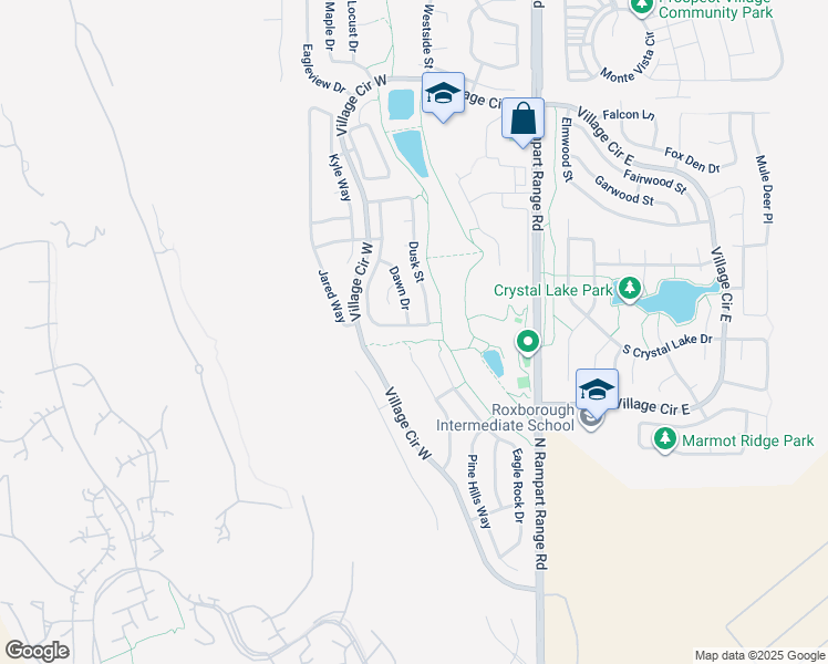 map of restaurants, bars, coffee shops, grocery stores, and more near 7531 Halleys Drive in Littleton