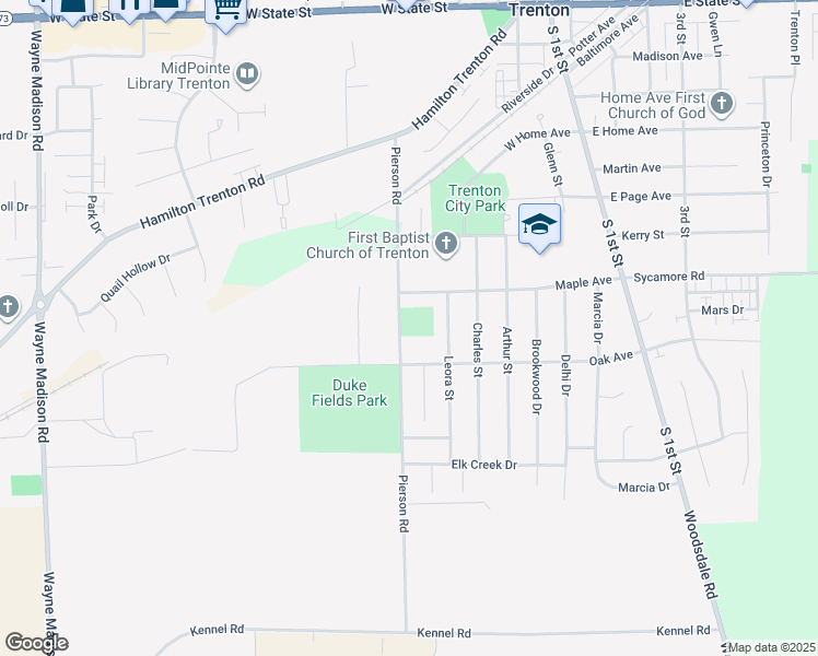map of restaurants, bars, coffee shops, grocery stores, and more near 810 Pierson Road in Trenton