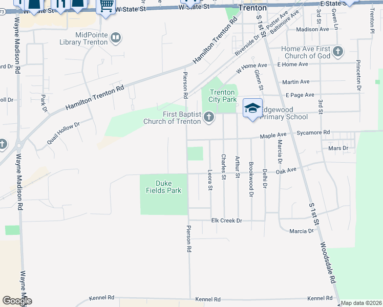 map of restaurants, bars, coffee shops, grocery stores, and more near 810 Pierson Road in Trenton