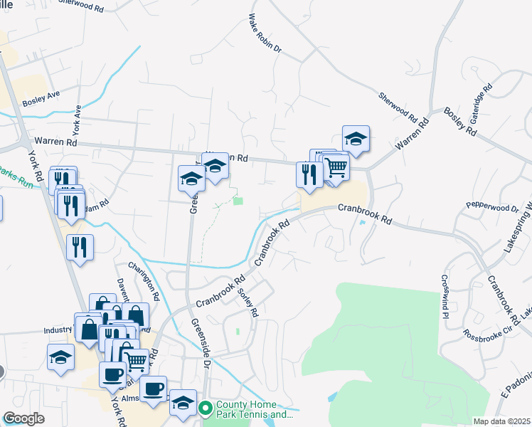 map of restaurants, bars, coffee shops, grocery stores, and more near 6 Beehive Place in Cockeysville