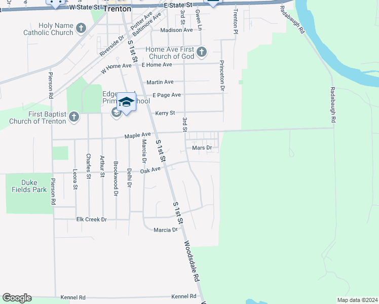map of restaurants, bars, coffee shops, grocery stores, and more near 403 Mars Drive in Trenton
