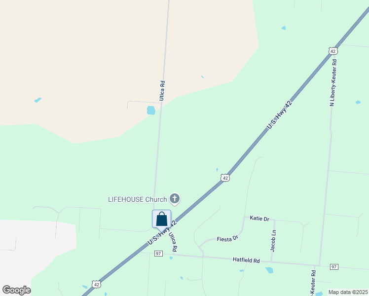 map of restaurants, bars, coffee shops, grocery stores, and more near 2504 Utica Road in Lebanon