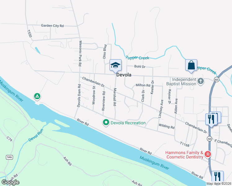 map of restaurants, bars, coffee shops, grocery stores, and more near 104 Marshall Road in Marietta